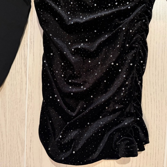 With Jules Girls Black Velvet Party Dress Ruched Puff Sleeve Size Small NEW - Picture 3 of 10